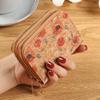 Retro Cork Print Leather Double Zipper Card Holder Wallet - Large Capacity and Portable