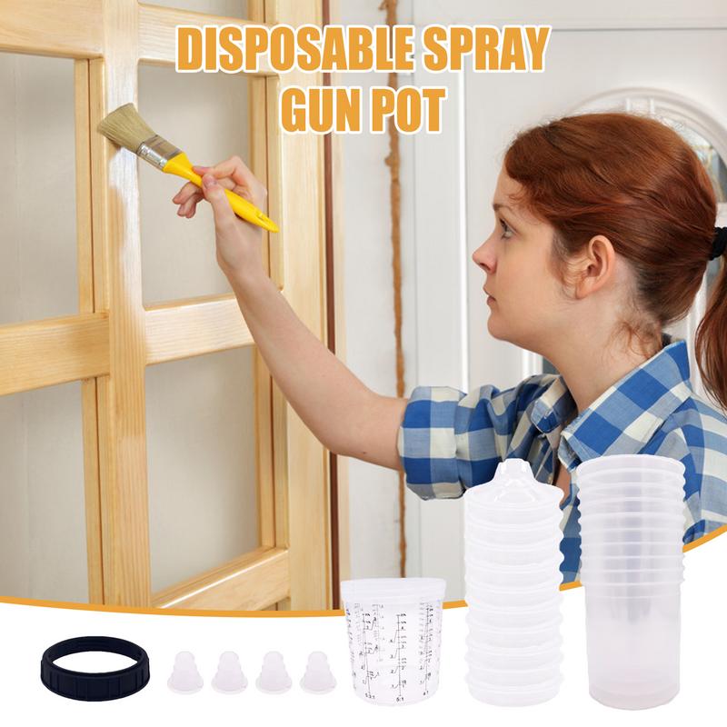 Краскопульт для смешивания краски, набор для автомобильной покраски с 10 внутренними чашками и 10 крышками, эффективный краскопульт для смешивания краски, легко заполняемый