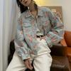 Винтажная женская куртка с цветочным принтом, повседневное короткое базовое пальто для женщин, осенняя верхняя одежда, джинсовые куртки женские