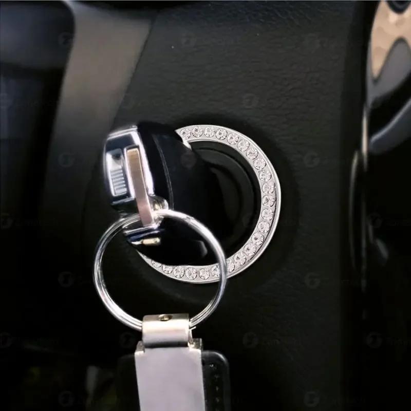 Универсальная наклейка для кнопки запуска двигателя автомобиля, Декор с блестками, Алмазные стразы, 3D металлические наклейки, Декор для автомобиля, мотоцикла, Запуск в один клик