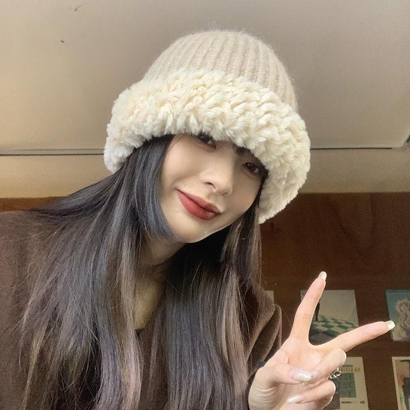 Модная зимняя шапка для женщин, вязаная шерстяная ведро, теплые шапки, купольная панама, черно-белая винтажная шляпа-ведро в рыбацком стиле