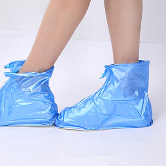1 Pair PVC Rain Shoe Covers Zipper Closure Convenient Women Shoes Boots Overshoes