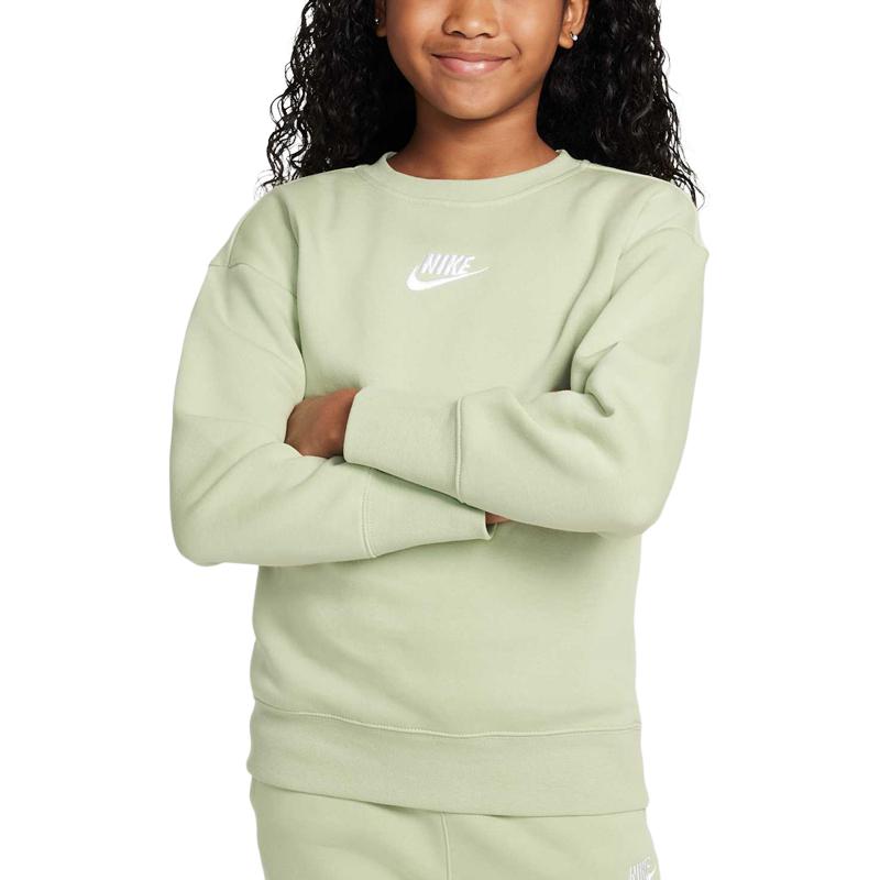 Nike Свитшот Модный Удобный Универсальный С круглым вырезом На флисовой подкладке Термо Светло-зеленый Подростковый DD7473-343
