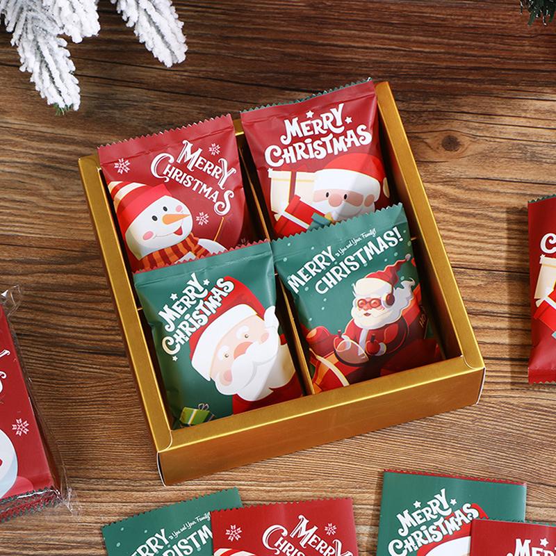 100Pcs Christmas  Seal Bags Biscuit Packaging Xmas  Year Party Supplies