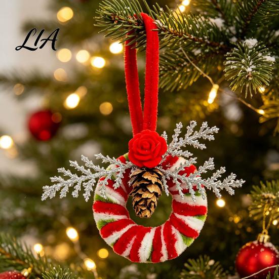 Handcrafted Pine Cone Ornaments Handmade Pipe Cleaner Christmas Ornament, Finished Chenille Stems Wreath Crafts Small Decorative Keepsake Accessories