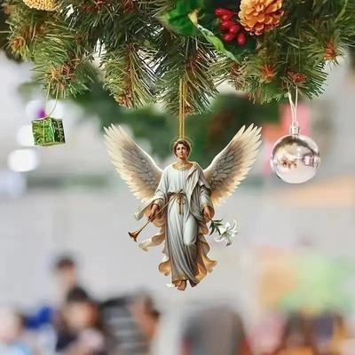 Новый акриловый кулон-ангел, плоский, кулон для украшения зеркала заднего вида автомобиля, домашний праздничный подарочный кулон