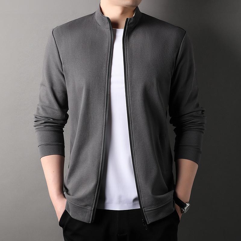 Весенняя новая молодежная мужская куртка в корейском стиле, однотонная, хлопковая, универсальная, свободная, с воротником-стойкой, на молнии, толстовка для мужчин