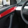 Red Carbon Fiber Car Inner Door Panel Decoration Strip For Tesla Model 3 Y 17-22