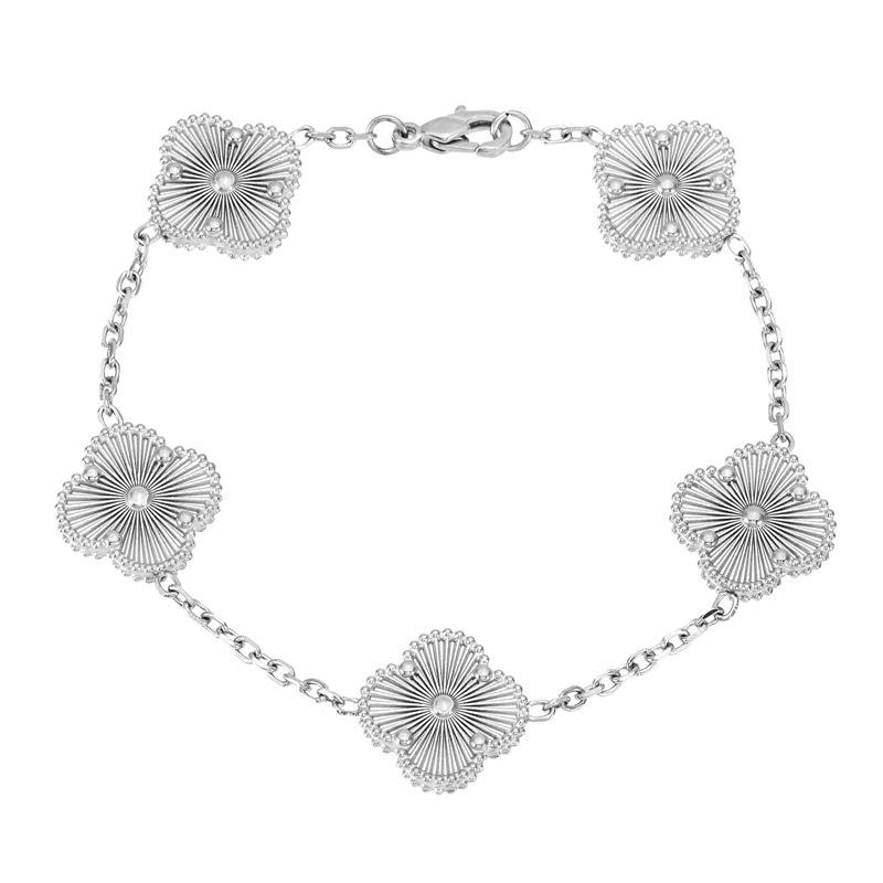 Браслет из титановой стали 15 мм, двухсторонний, с четырехлистным клевером, не выцветающий, модный браслет с цветком четырехлистного клевера