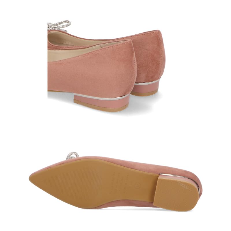 Туфли-лодочки Ленты Бусины Острый носок Плоский каблук Низкий каблук Повод Вечеринка Женственные Амортизация 41310 БЕЖЕВЫЙ см [Oriental Traffic] Женские 2,3 см 23,5