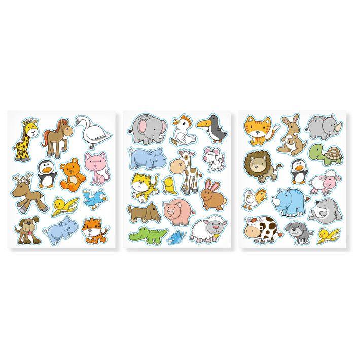 Gommettes animaux rigolos de 2,1 à 4,1 cm 39 pièces