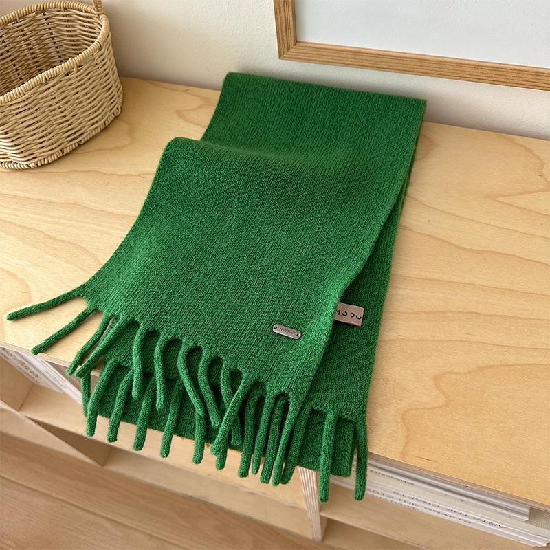 Scarf Women's High-end Tassel Warm Short Pure Wool Small Scarf Men
