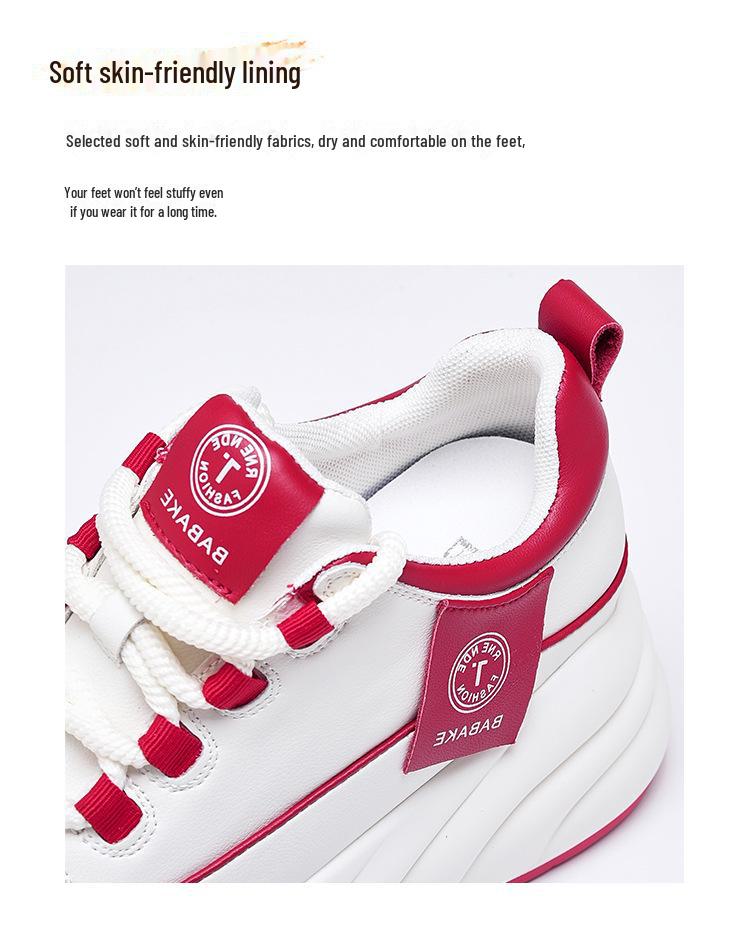 Женская повседневная обувь белого цвета на толстой подошве в корейском стиле 2024 года — визуально увеличивающая рост и модная