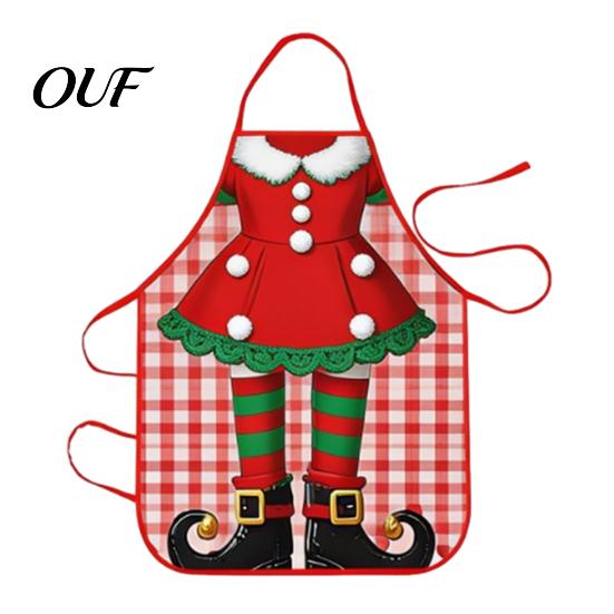 Festive Baking Apron for Family Christmas Funny Elf Apron, Waterproof Stain Resistant Kitchen Adjustable Holiday Party Costume Accessory Neck