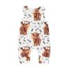 Baby Girls Jumpsuit, Sleeveless Crew Neck Cow Flower Print Summer Romper for Casual