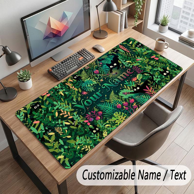 Mushroom Forest Theme Customized Mouse Pad Personalized Print Name Text Desk Mat For Home Office Table Decor