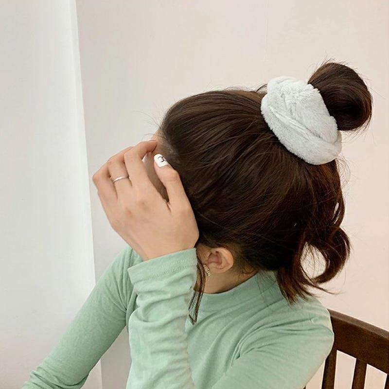Зимние теплые мягкие резинки для волос для женщин и девочек, милая плюшевая эластичная лента для волос, разноцветная резинка-петля для волос, аксессуары для волос