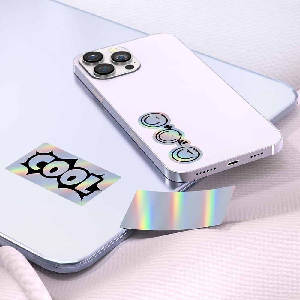 Glitter Holographic Silver Thermal Sticker Printable Thermal Printer Label Sticker  Name Tag