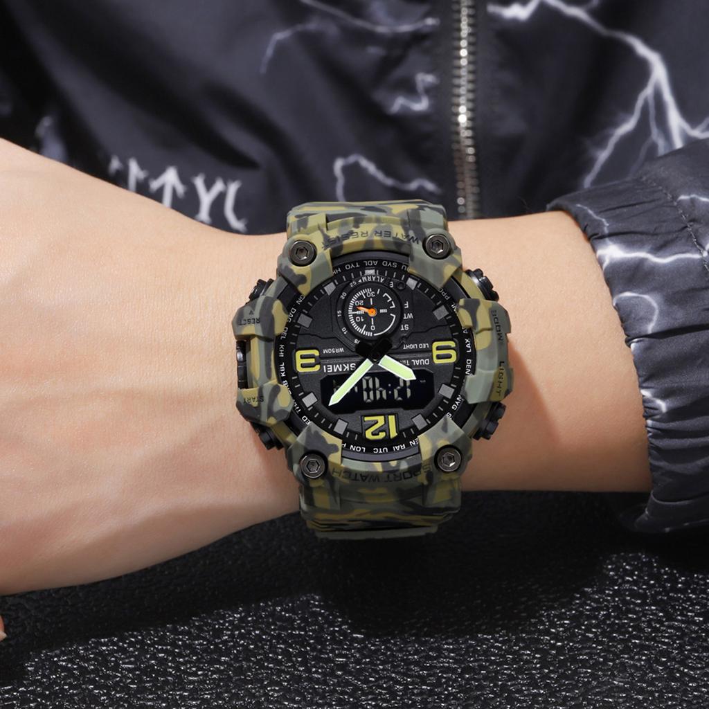 SKMEI 1965 Men Watch Professional 30M Water Resistant Double Display Double Movements GMT Time