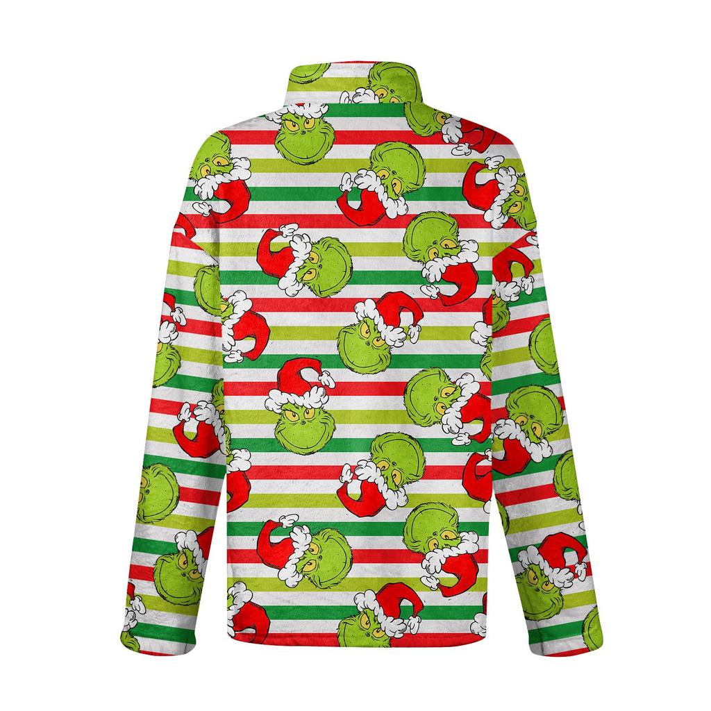 Женский пуловер с воротником-стойкой, топ с длинным рукавом, принт к Рождеству, спортивный топ