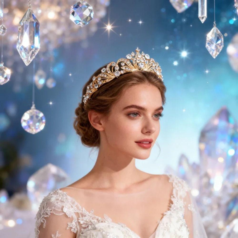 Rhinestones Bride Crowns Elegant Queen Crowns Hair Accessories Wedding Crown Receptions