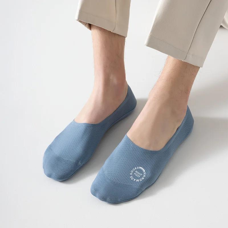 Silicone Non-slip Low Cut Boat Socks Hollow Out Mesh Breathable Summer Invisible No Show Socks Men Male Ice Silk Sock Slippers
