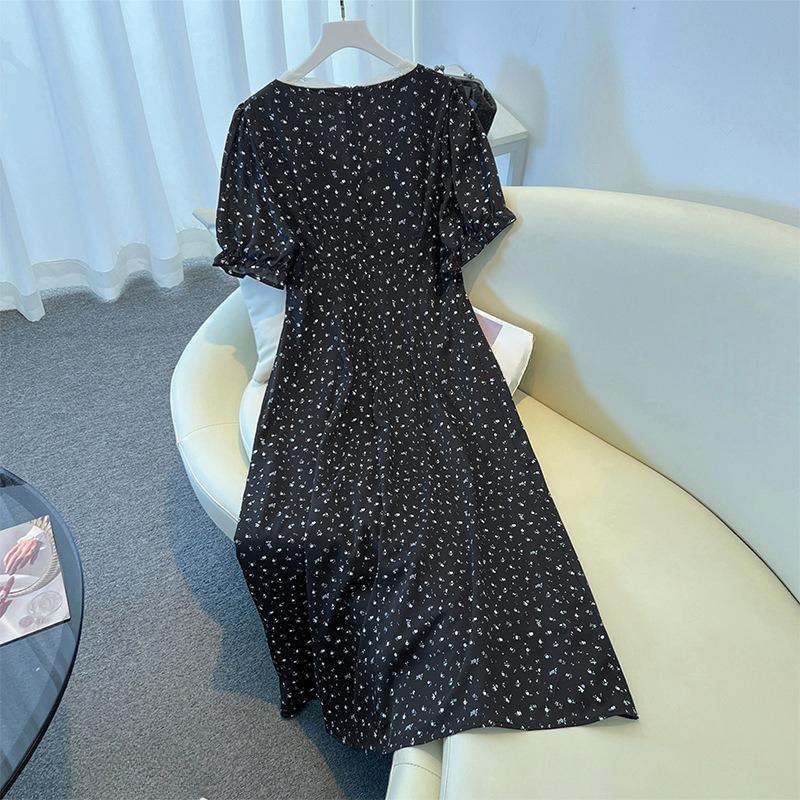 Женское платье больших размеров с V-образным вырезом, кружевное, пэчворк, цветочное, миниатюрное черное платье на лето