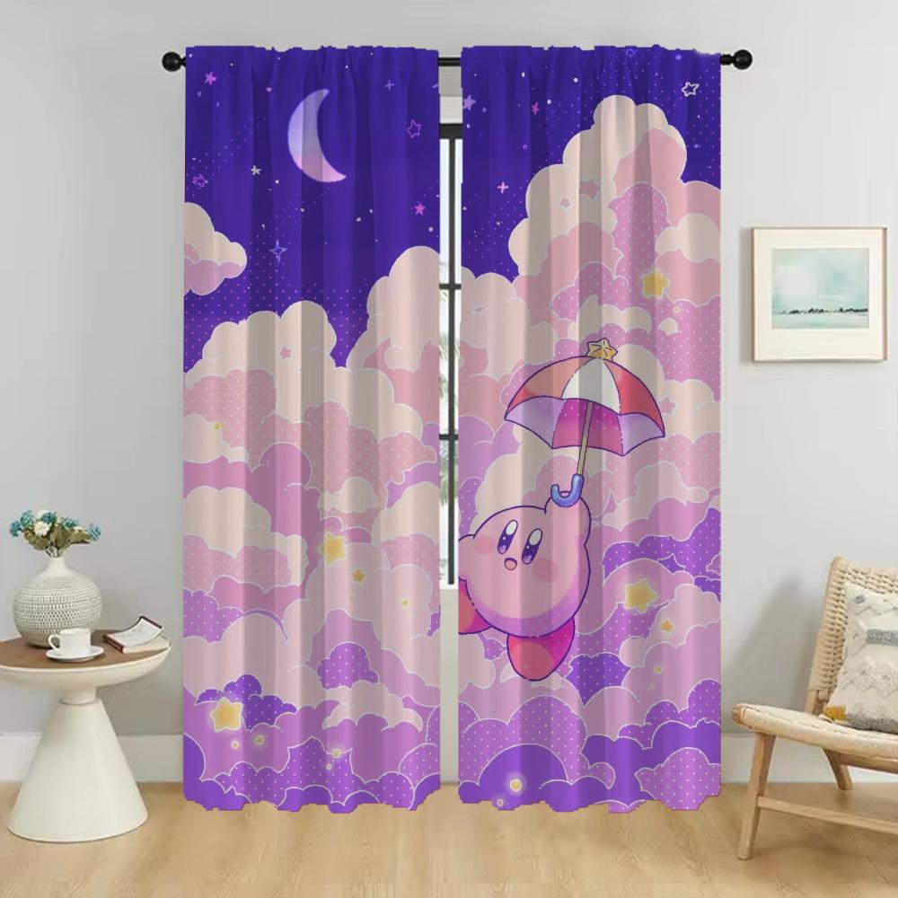 Kirbyes Window Curtain for Room 2 Panel Home Interior Curtains 2 Pieces Shades Tulle for Bedroom Halloween Decoration Partition