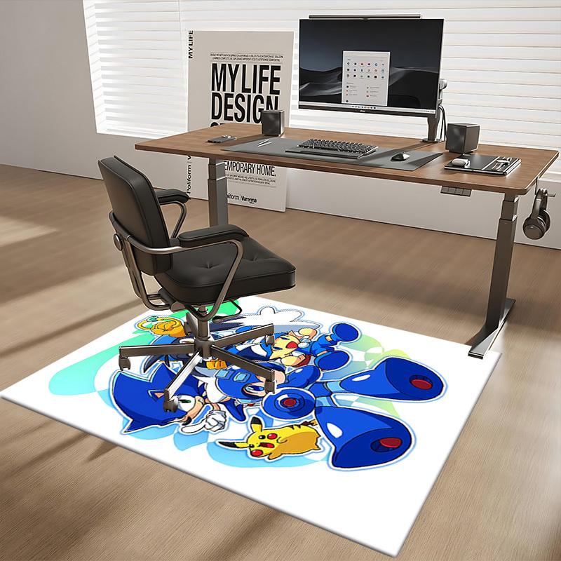 1pc Sonic, Mega Man, Pikachu Anime Cartoon Design Office Chair Mat - Non-Slip Carpet for Home Decor, Gaming Room, Seasonal Gift.Y055