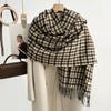 Versatile Imitation Cashmere Tassel Soft And Sticky Plaid Scarf For Women'S Winter Luxury New Fashionable Thickened Warm Shawl