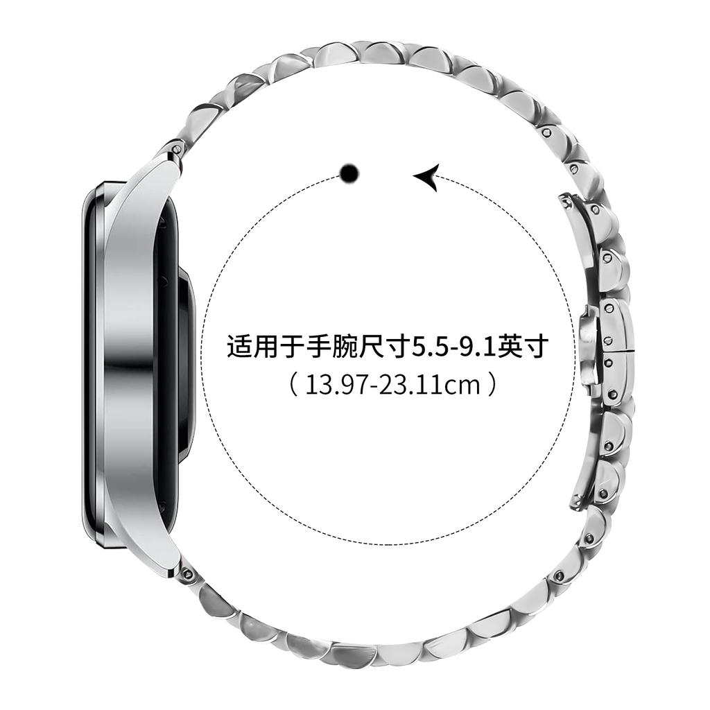 For Huawei Watch Buds Wrist Band 5-Bead Stainless Steel Butterfly Clasp Watch Strap