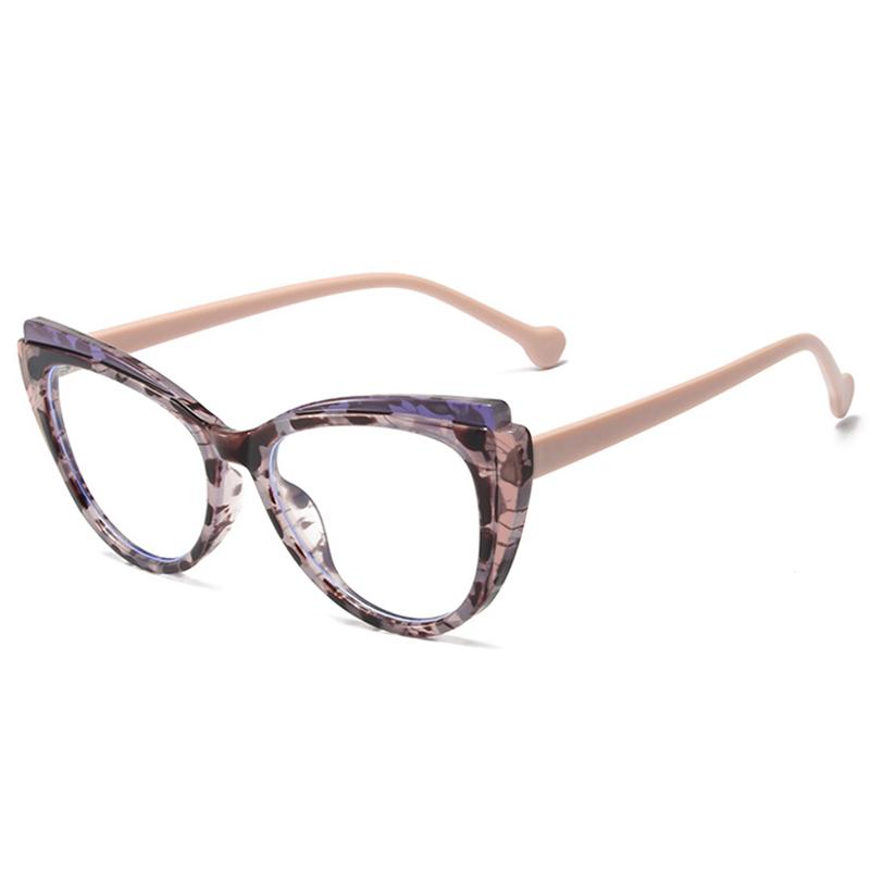 Retro TR90 Double Color Cat Eye Women Glasses Frame Fashion Pink Clear Anti-Blue Light Optical Men Eyewear Frame