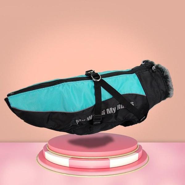 Одежда для больших собак, непромокаемый жилет для больших собак, осенне-зимняя теплая куртка с меховым воротником, пальто для собак французского бульдога