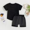 Toddler Baby Boy Summer Clothes Color Block Short Sleeve T-Shirt Tops Solid Shorts Set 2Pcs Infant Causal Outfits