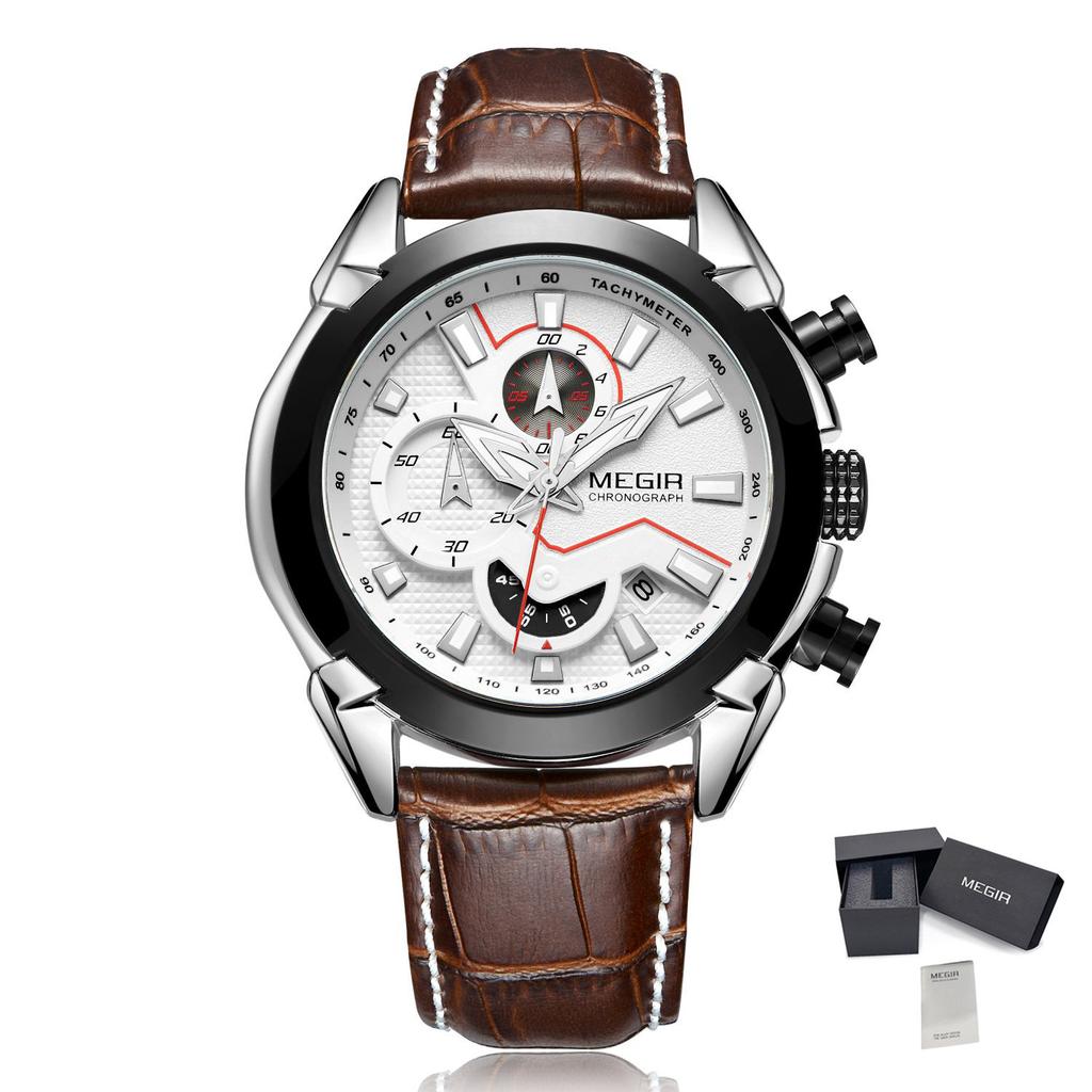 MEGIR Sport Watch Chronograph Men's Quartz Watches Waterproof Calendar Luminous Man Wristwatches Relogio Masculino 2065