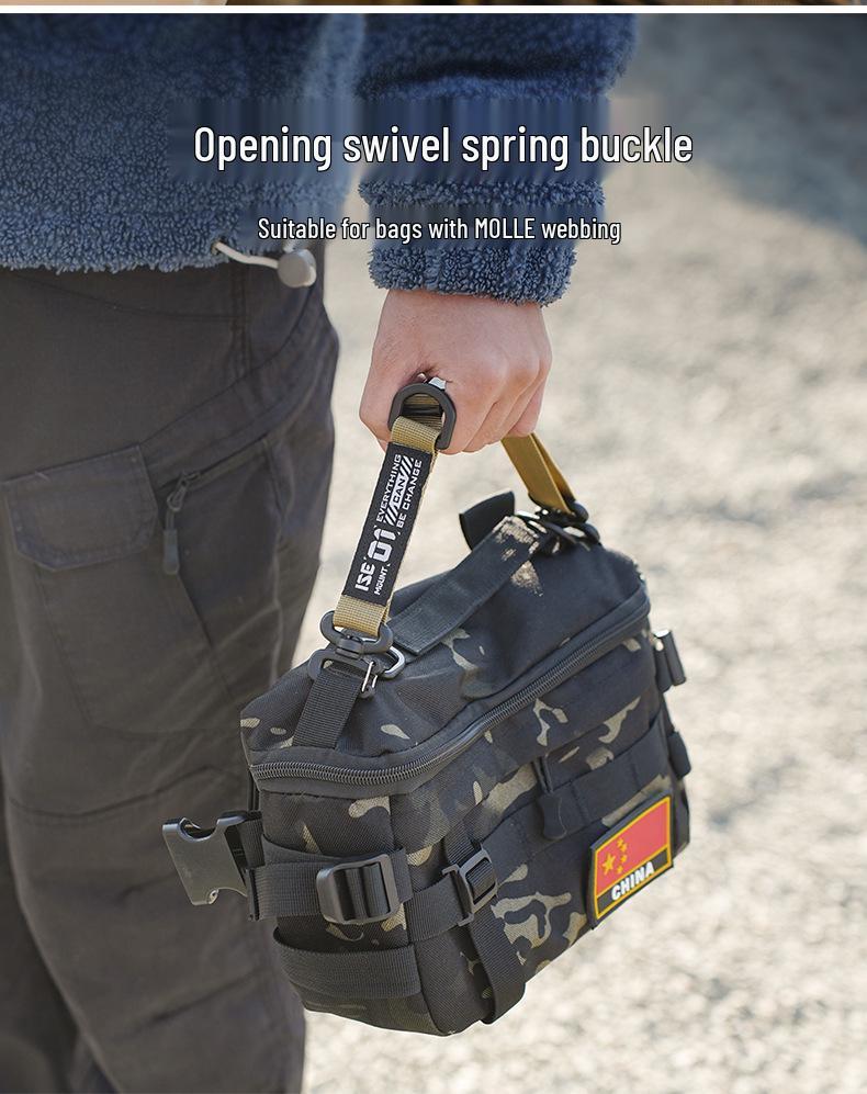 ISE MOUNT Multifunctional Outdoor Crossbody Bag with Shoulder Strap and Long Storage Rope for Camping & Tactical Use.