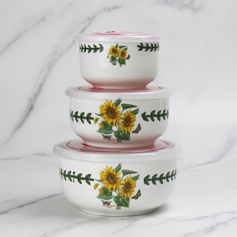 Из трех частей, хрустящий керамический холодильник для пищевых продуктов, герметичная микроволновая печь, большая емкость для ланча, миска для лапши быстрого приготовления