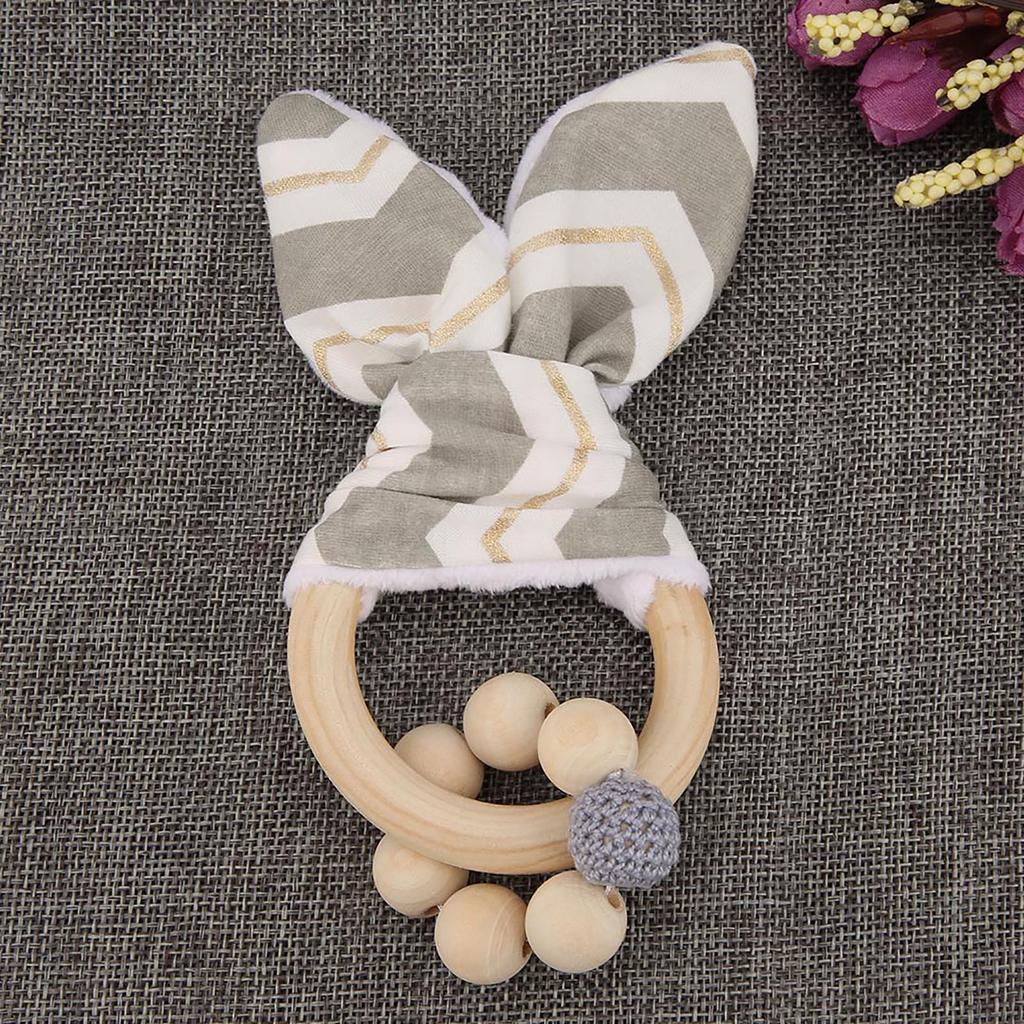 Wooden Handmade Colorful Beads with Rabbit Ear \'s Shape Hanging Decor for Baby