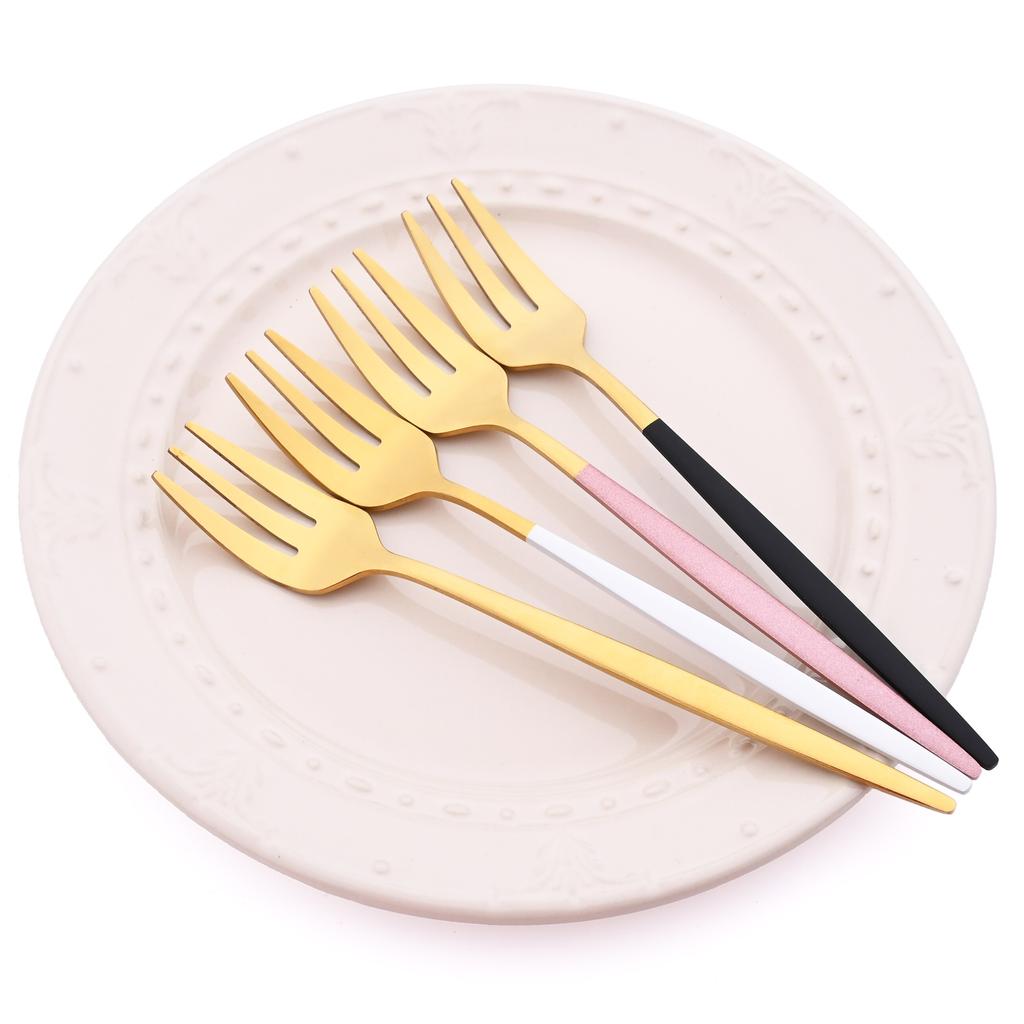 6Pcs/Set Tea Cake Snack Fork Dinnerware Cutlery Colorful Fork Set Mirror Stainless Steel Tableware Dessert Fruit Fork Silverware
