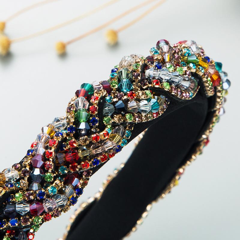 Женская повязка на голову Super Flash в стиле ретро со стразами и кристаллами, обжаренными в тесте с крестом