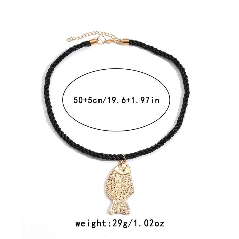 Elegant Fish Pendant Necklace Women Zinc Alloy Chain Minimalist Trendy Jewelry