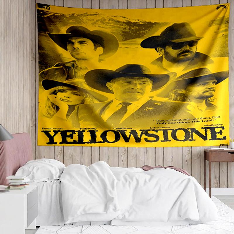 Yellowstone Print Tapestry, Backdrop, Easy Setup, Ideal for Bedroom, Office & Living Room, with Aesthetic Wall Hanging Decor.