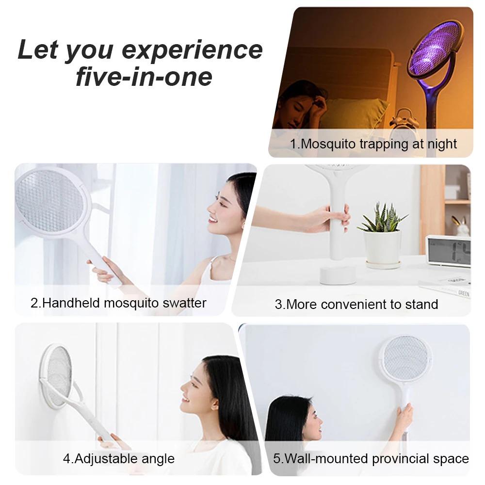 3500V Electric Mosquito Racket Mosquito Swatter With Extension Rod USB Rechargeable Angle Adjustable Mosquito Killer Lamp