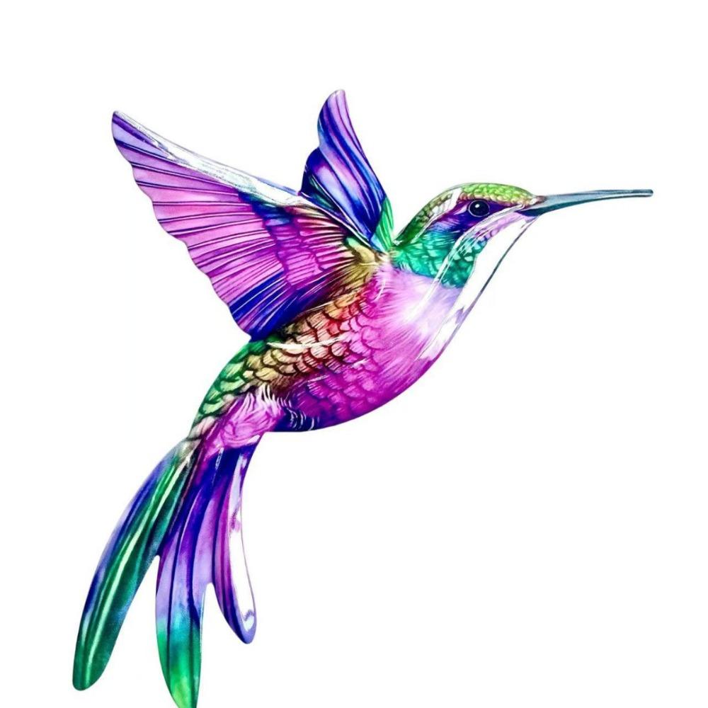 Metal Material Metal Hummingbird Wall Art 3D Design Colorful Finish Hummingbird Pendant Weather Resistant Vintage Colorful Birds