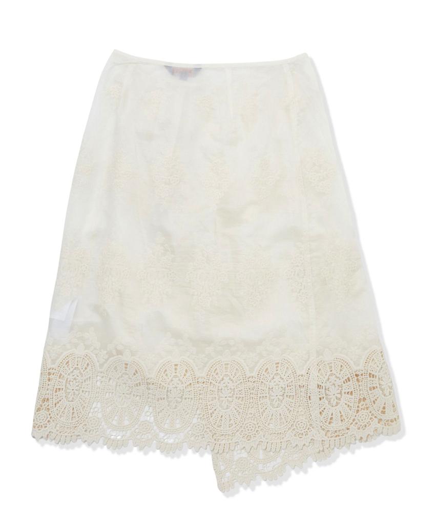 Penfield Crochet Layered Shirred Wrap Skirt Ivory_Fs7Ws33F