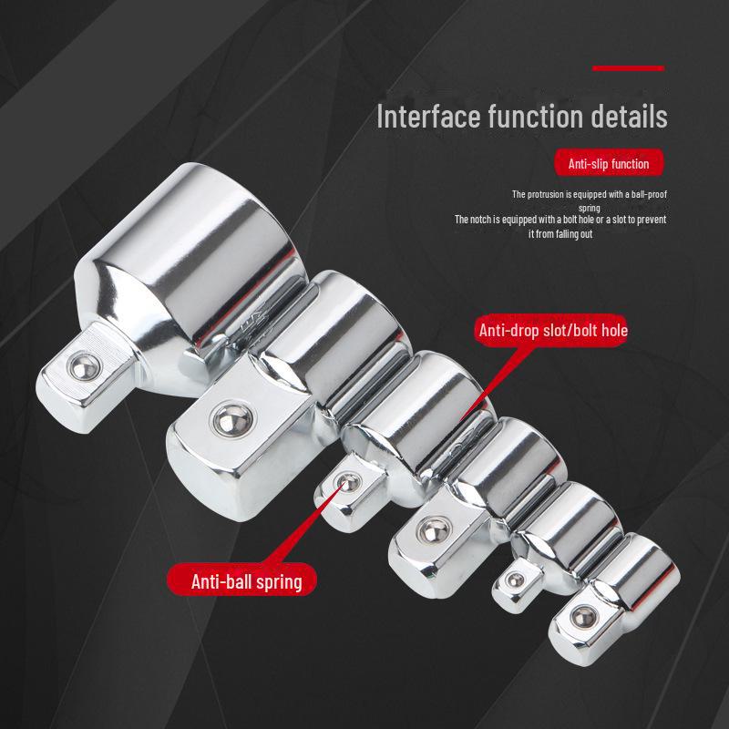 6-Piece CR-V Socket Adapter Set: 1/2" To 3/8" To 1/4" Ratchet Wrench Converters