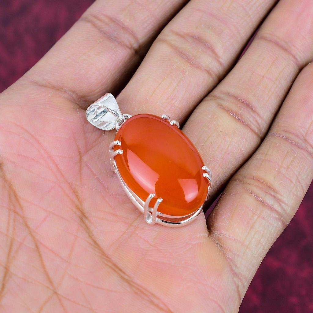 Подвеска из цельного серебра 925 пробы с сердоликом, подвеска из драгоценного камня ручной работы, подарок жене, абсолютно новая подвеска