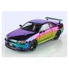 1/24 Nissan Хромированный GT-R GTR R34 Сплав Спортивный Автомобиль Модель Литье под Давлением Металл Трек Гонки Автомобили Модель Звук Свет Детские Игрушки Подарок