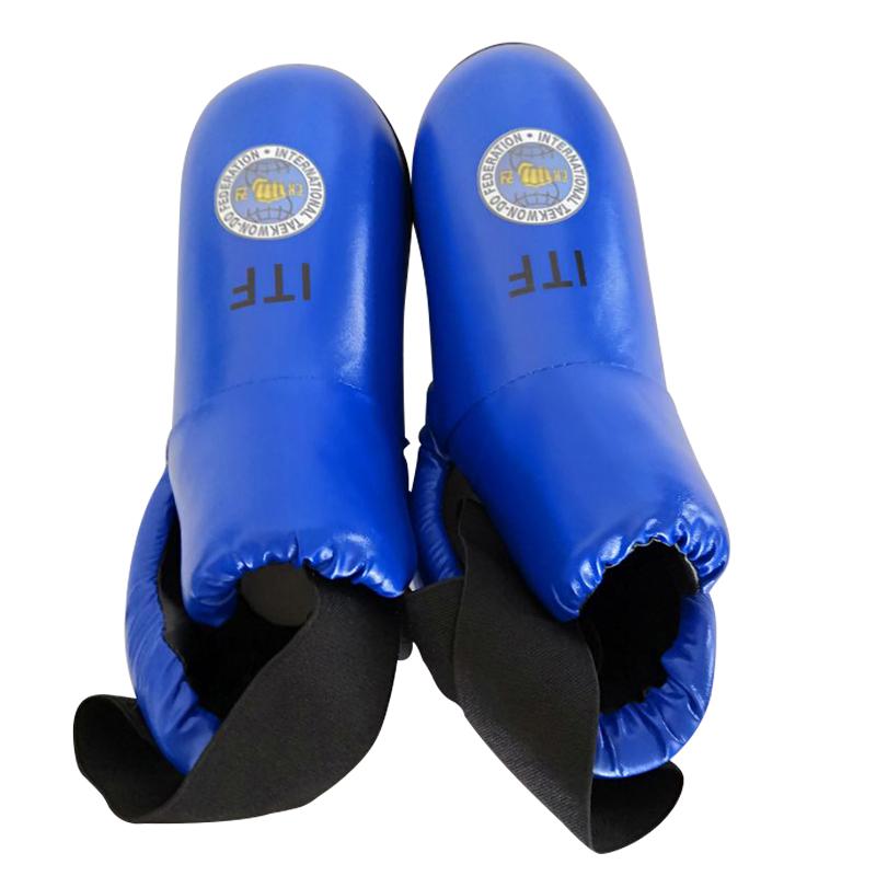 Taekwondo Red/Blue ITF Taekwondo PU Leather Gloves Foot Guard Ankle Gloves Martial Arts Karate Training Protector Equipment
