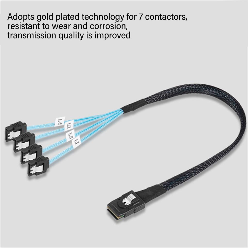 Кабель Mini SAS на 4 SATA 7Pin 12 Гбит/с Луженая медь Позолоченные контакты Кабель SFF 8087 на 4SATA